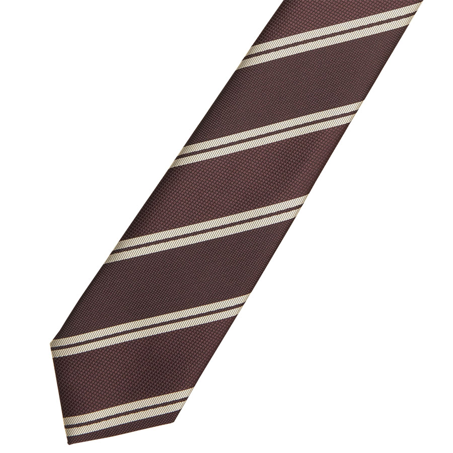 KRN197　ダブルストライプえんじネクタイ