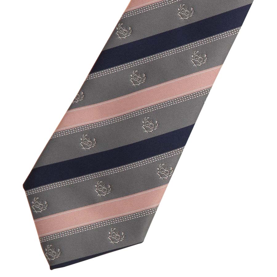 2K50039-11　クラウンクレストグレーピンクネクタイ