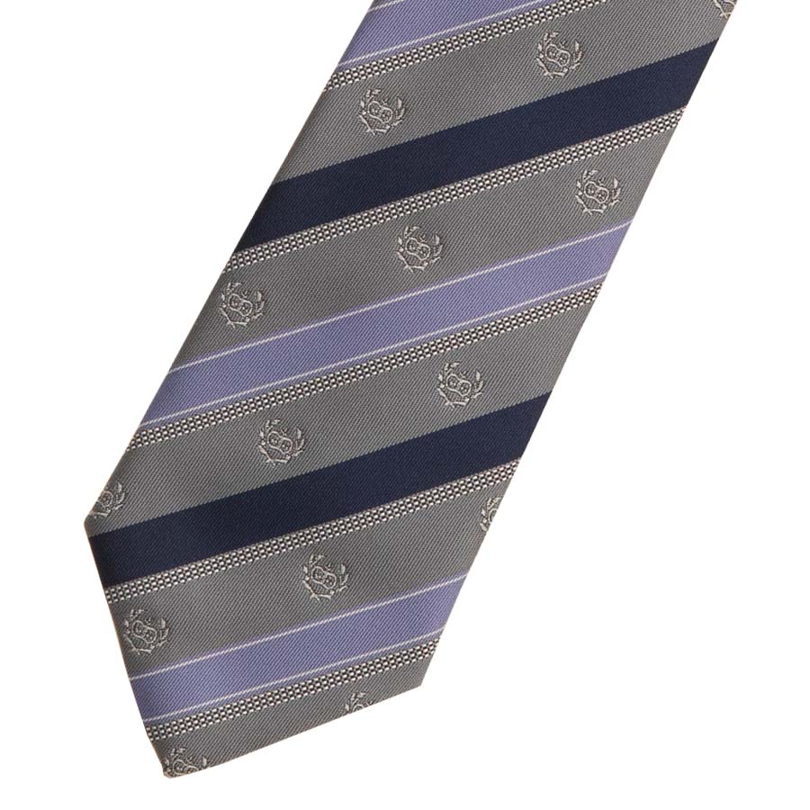 2K50039-65　クラウンクレストグレーパープルネクタイ