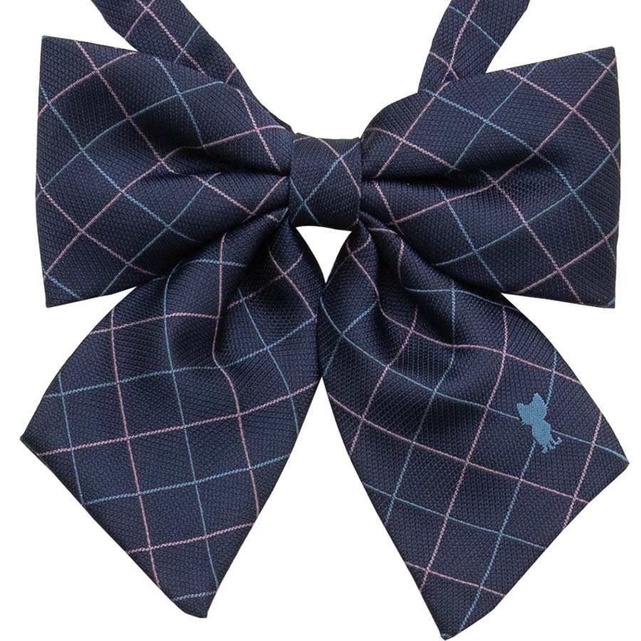 2K50012-88　チェックdesリボン紺