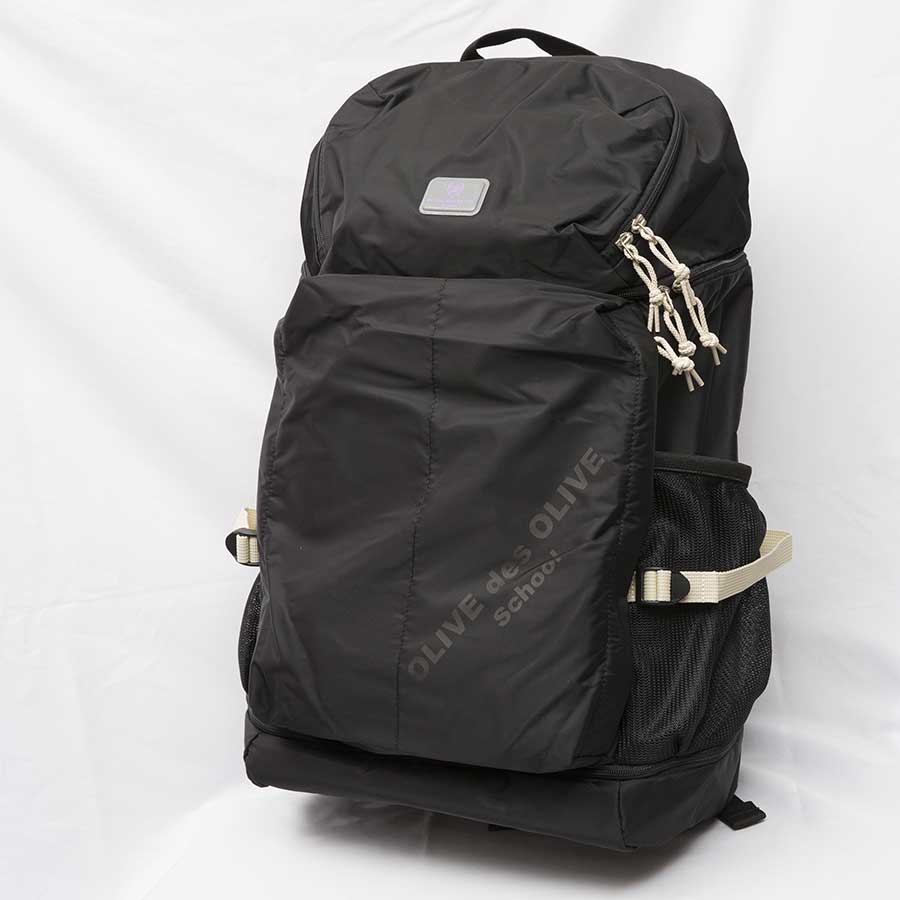 OLIVE des OLIVE  2K30019-09 シューズポケット付きデイパック(黒×黒)