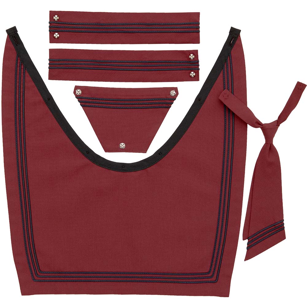 RISA 106 ～ 直線深型 えんじ3本ブレードえり【タイ付き】