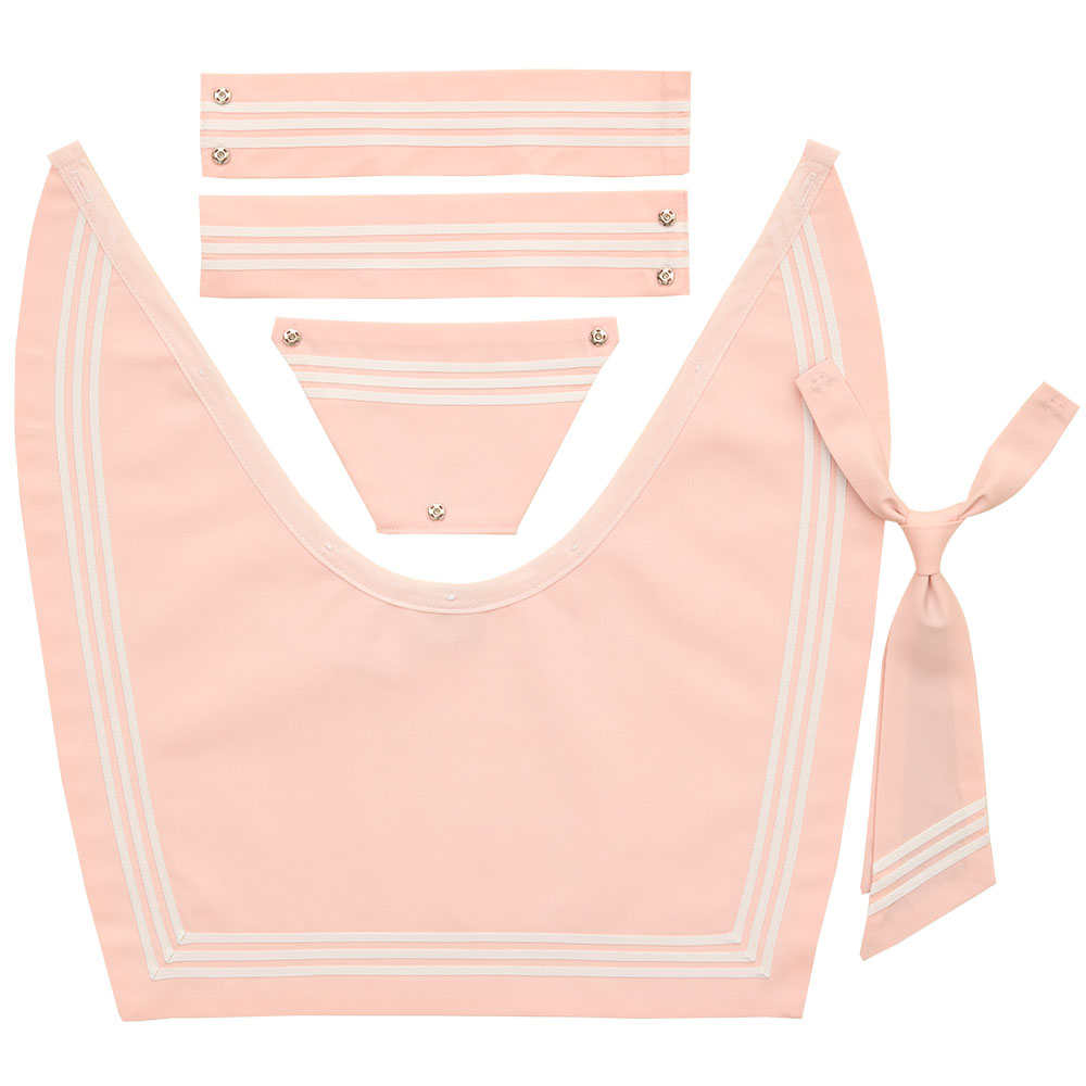 RISA PEACH ～ なめらか深型 ピンク3本白ブレードえり【タイ付き】