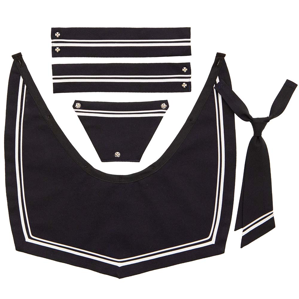 RISA CRYSTAL ～ 直線浅三角型 ネイビー2本ブレードえり【タイ付き】