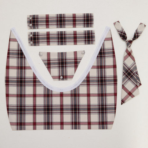 RISA MERCURY ～ 直線浅型 クリームえんじチェックえり【タイ付き】