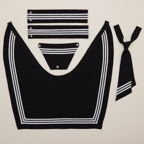 RISA SCHOOL ～ なめらか深型 ネイビー3本ブレードえり【タイ付き】