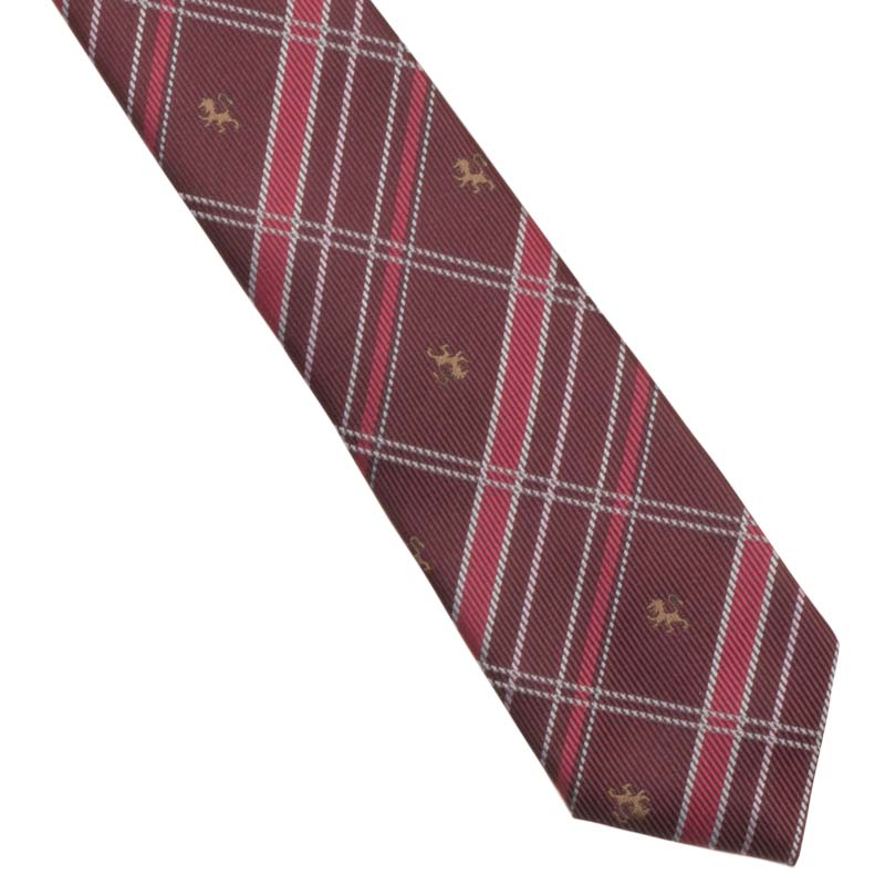 えんじ赤チェックネクタイ キャロライナ