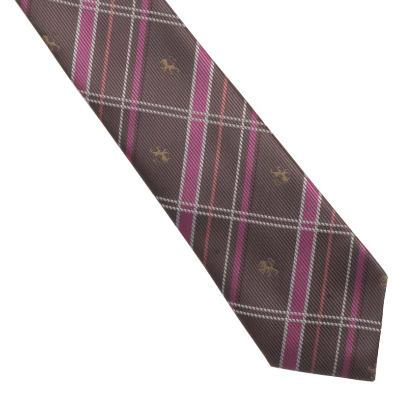 ブラウンピンクチェックネクタイ キャロル