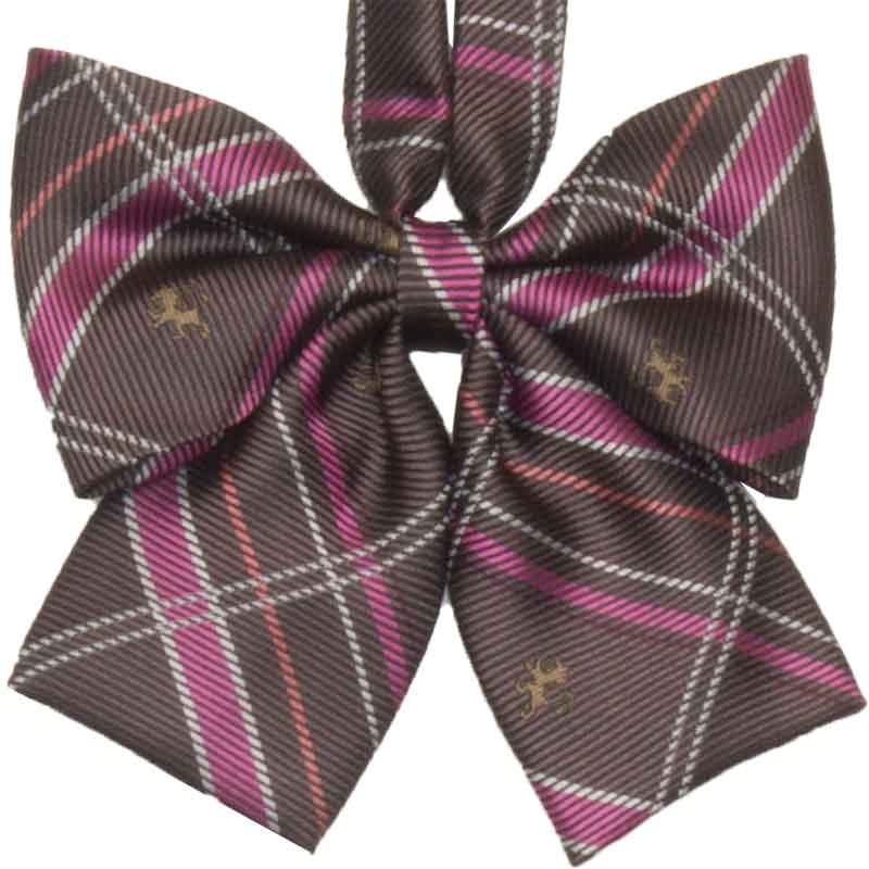 ブラウンピンクチェックリボン キャロル