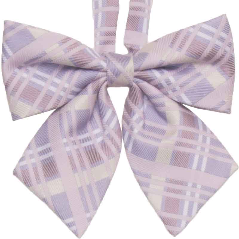 マドラスチェック（パープル）リボン ぐれーぷぽっぷ