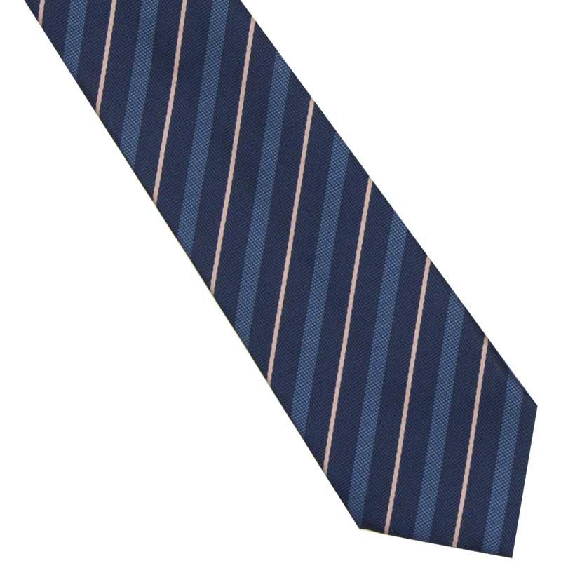ヘリンボーンストライプ（紺）ネクタイ ビリビリガールズ〜学年ビリから有名私大に合格のギャルが着用するリボンのネクタイ版