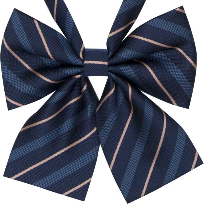 ヘリンボーンストライプ（紺）リボン ビリビリガールズ〜学年ビリから有名私大に合格のギャルが着用するリボン
