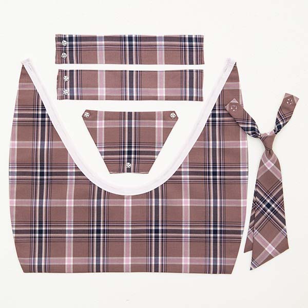 RISA NEPTUNE ～ 直線浅型 ブラウンピンクチェックえり【タイ付き】