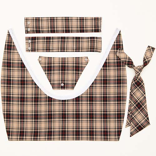 RISA ORION ～ 直線浅型 ベージュえんじチェックえり【タイ付き】