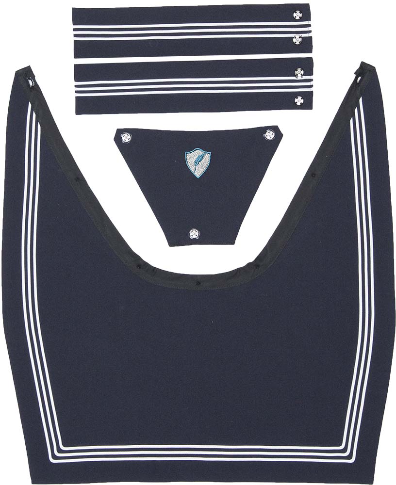 ネイビー3本ブレードえり（胸当て {{schoollogo}}）【本体別売】