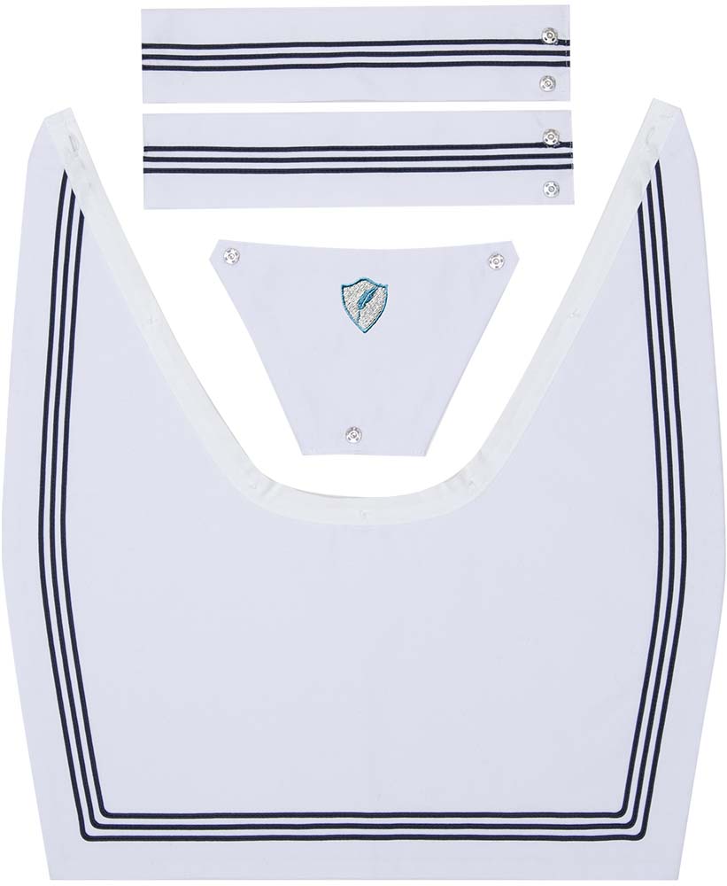 白生地3本ブレードえり（胸当て {{schoollogo}}）【本体別売】