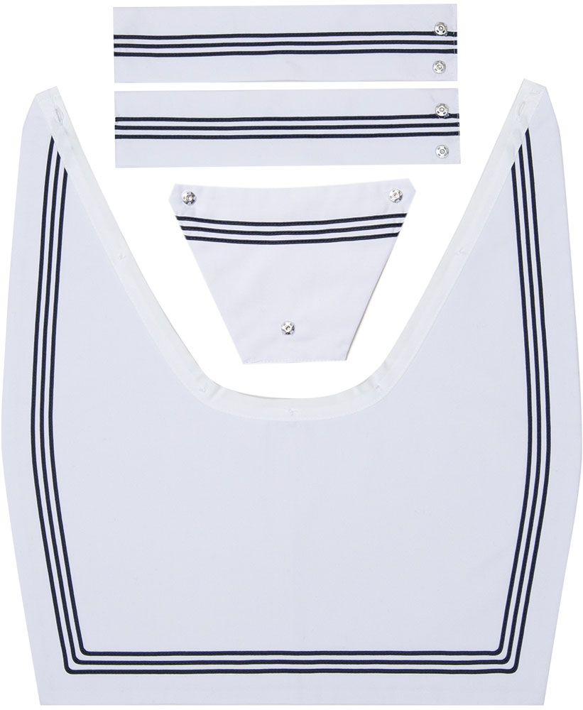 {{school}}  白生地3本ブレードえり（胸当て三本線）【本体別売】