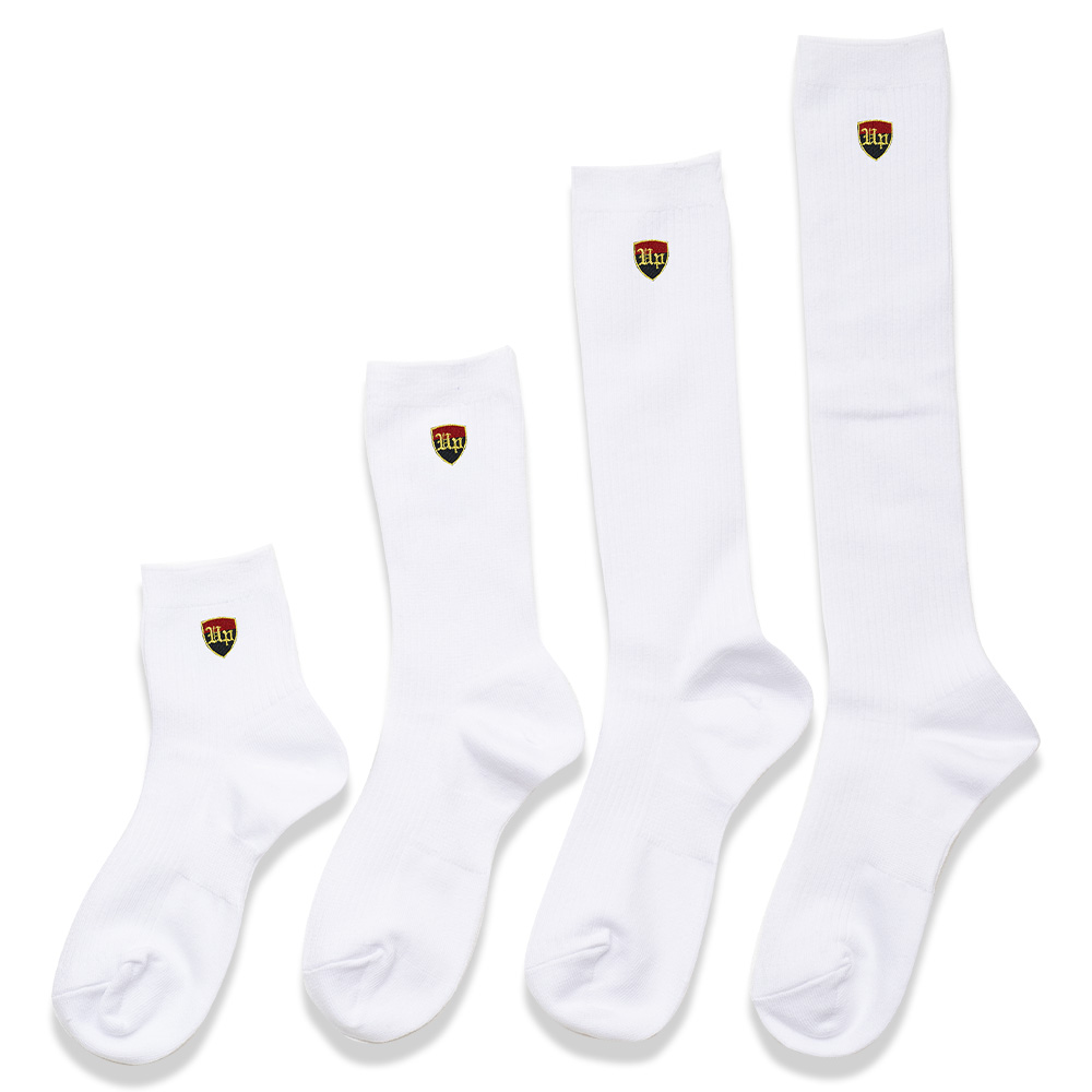 アップ高等学院 校章刺繍入りスクールソックス白