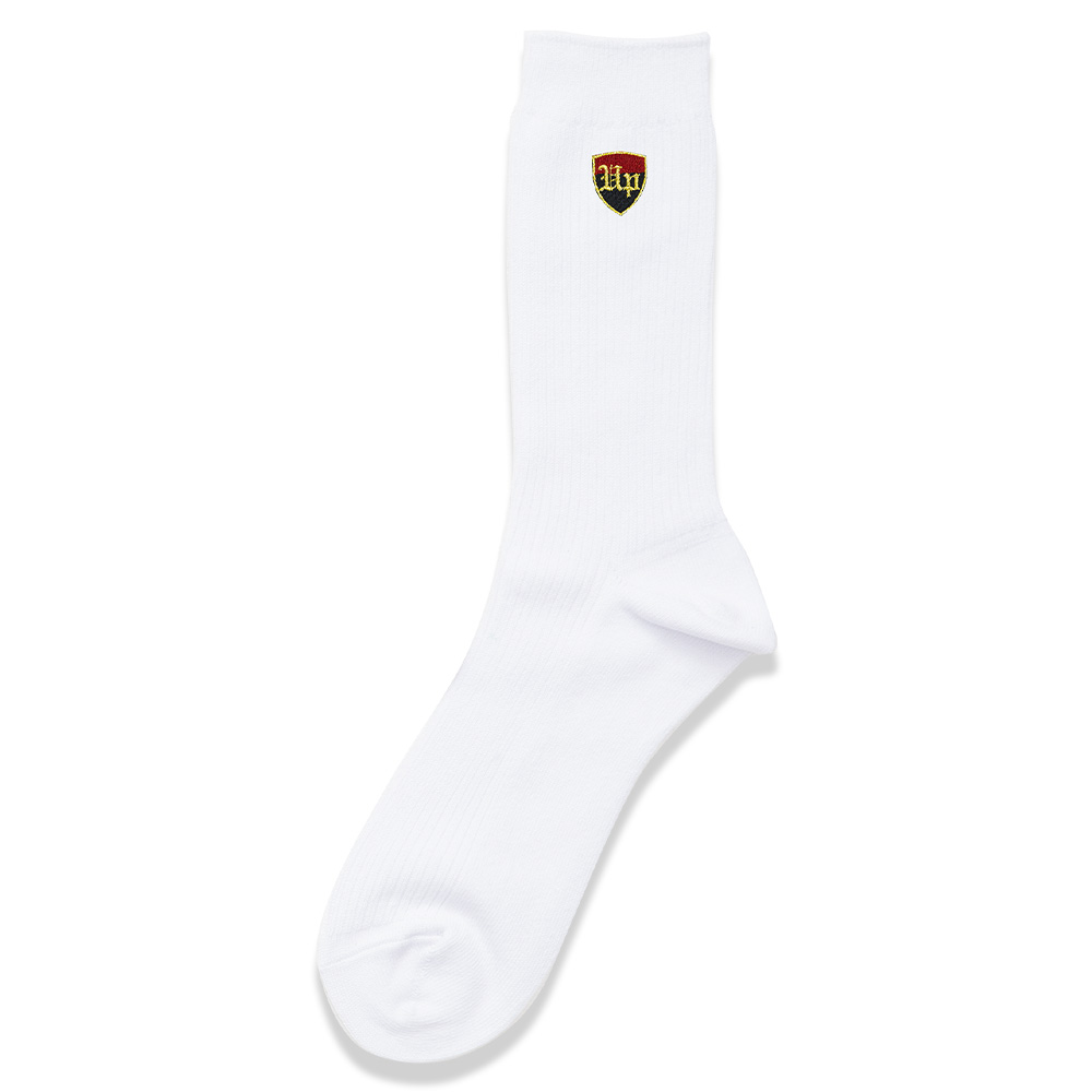 アップ高等学院 校章刺繍入り男女兼用ソックス　白