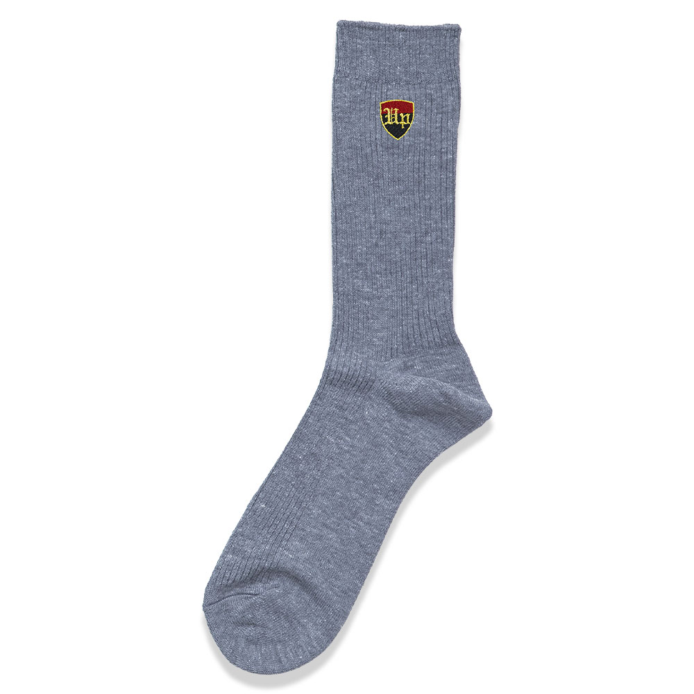 アップ高等学院 校章刺繍入り男女兼用ソックス　ライトグレー