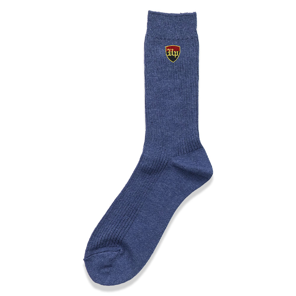 アップ高等学院 校章刺繍入り男女兼用ソックス　青