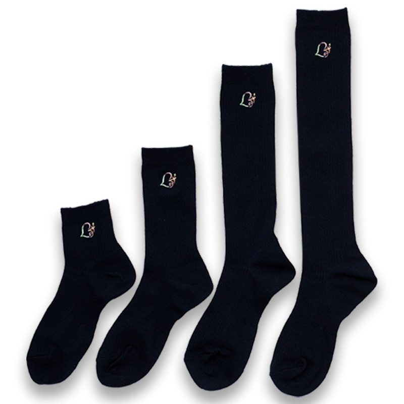 黄柳野高等学校 校章刺繍入りスクールソックス紺