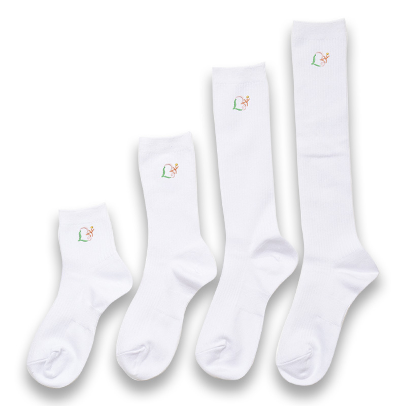 黄柳野高等学校 校章刺繍入りスクールソックス白