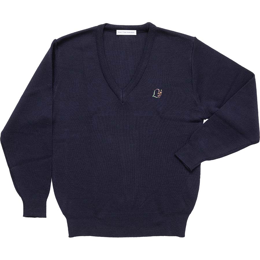 つげの高等学校ロゴ入りウール混セーター（紺）