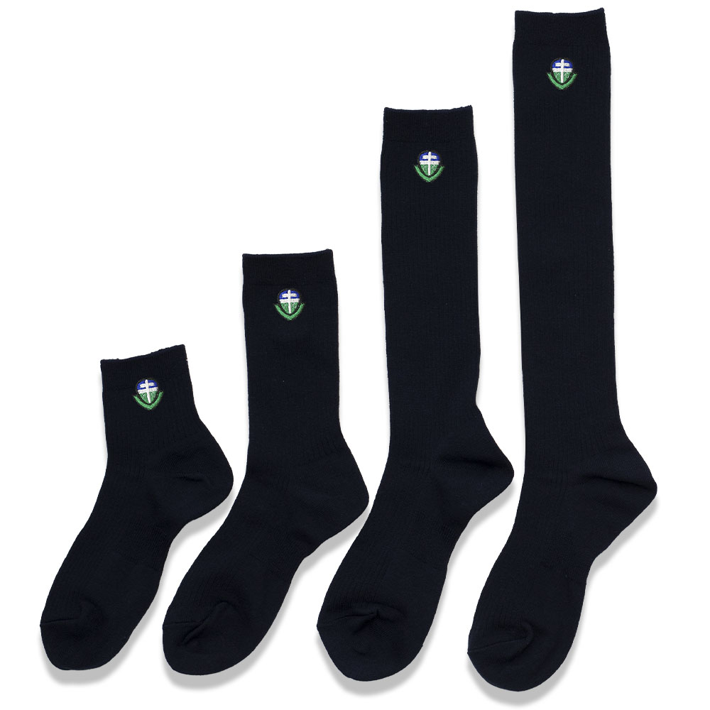 キッカケ学園高等部 校章刺繍入りスクールソックス紺