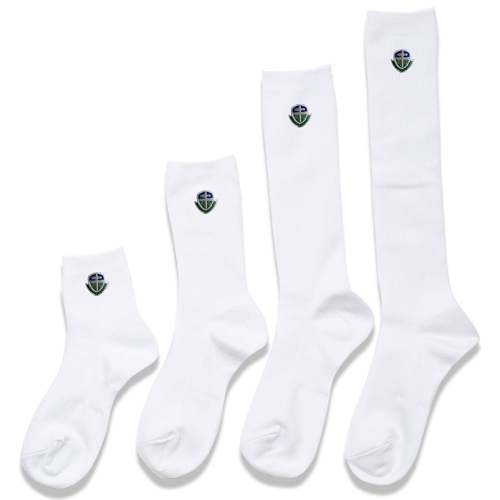 キッカケ学園高等部 校章刺繍入りスクールソックス白