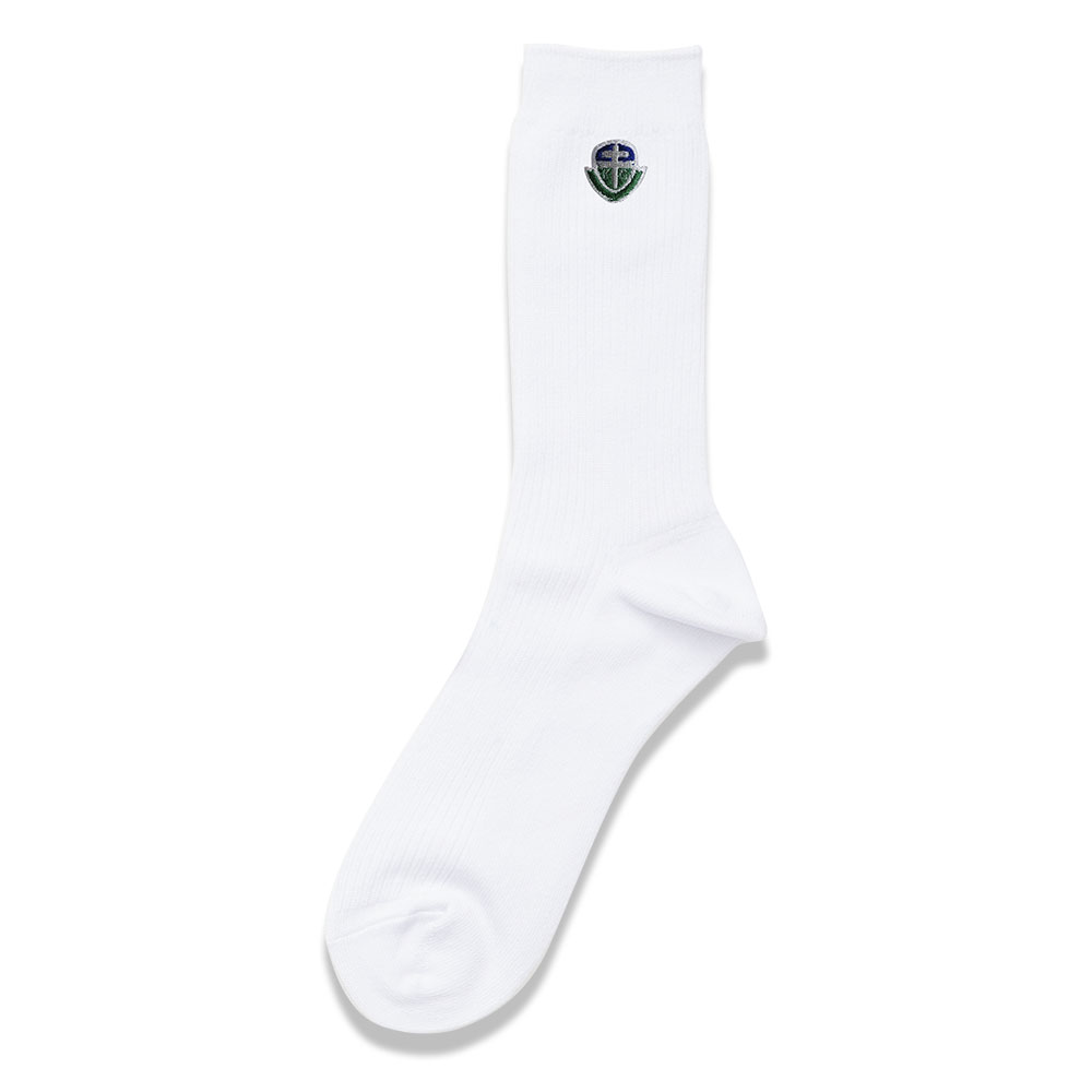 キッカケ学園高等部 校章刺繍入り男女兼用ソックス　白