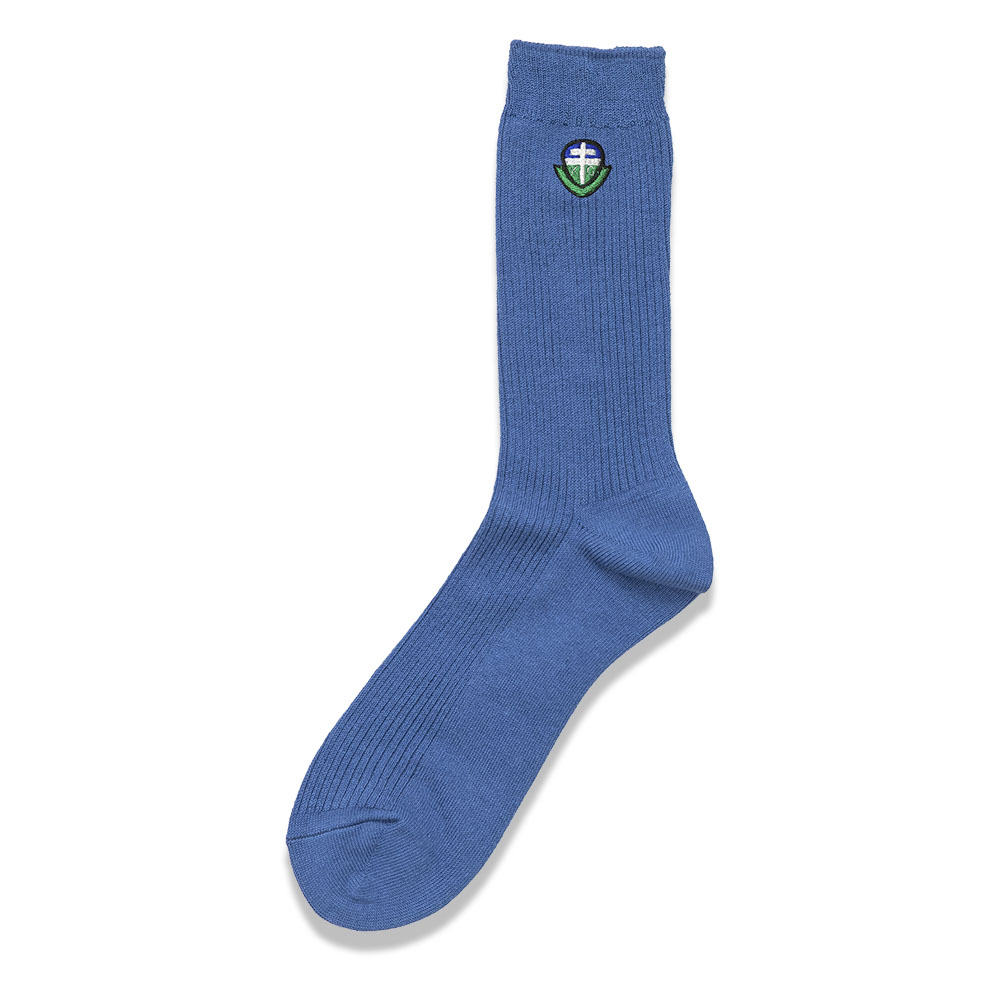 キッカケ学園高等部 校章刺繍入り男女兼用ソックス　サックス