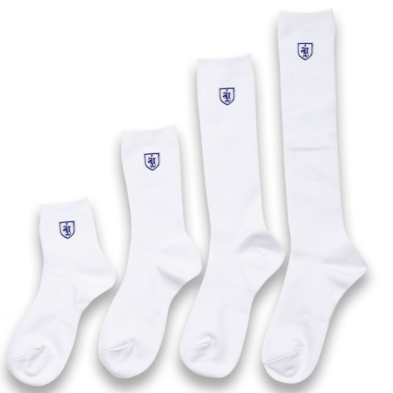 四谷インターナショナルスクール校章刺繍入りスクールソックス白