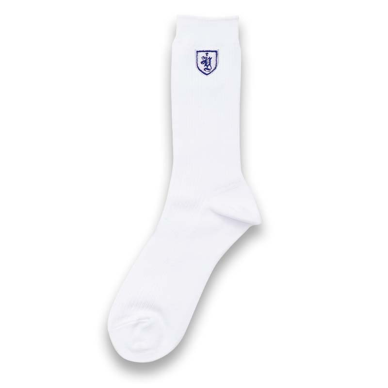 四谷インターナショナルスクール校章刺繍入り男女兼用ソックス　白