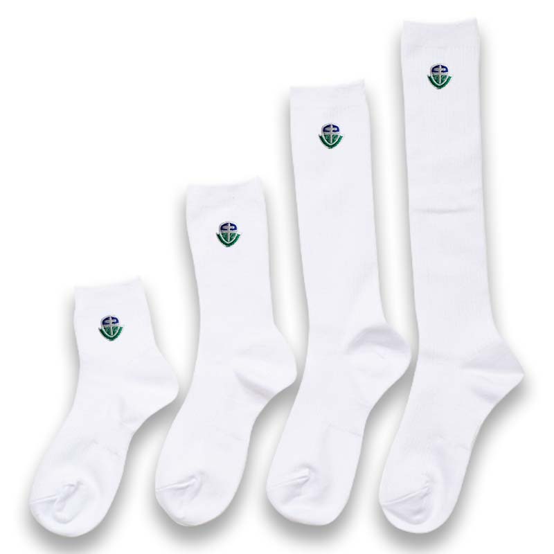 キッカケ学園高等部 校章刺繍入りスクールソックス白