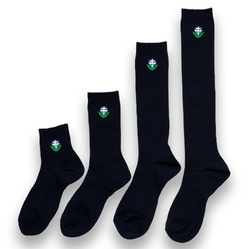 キッカケ学園高等部 校章刺繍入りスクールソックス紺