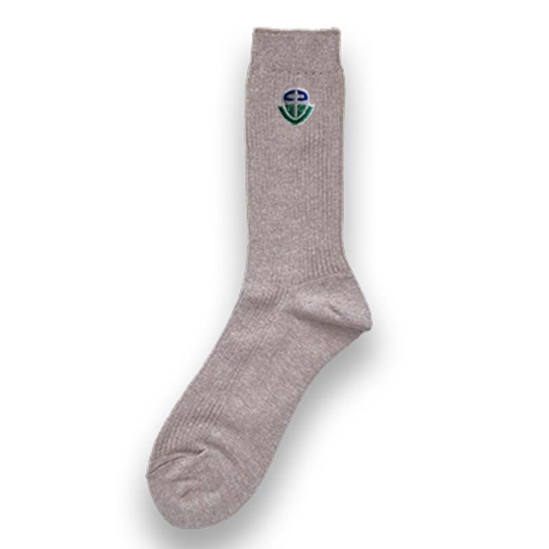 キッカケ学園高等部 校章刺繍入り男女兼用ソックス　ベージュ