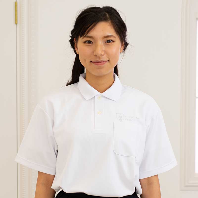 四谷インターナショナルスクール校章刺繡入りポロシャツ白（YIS）