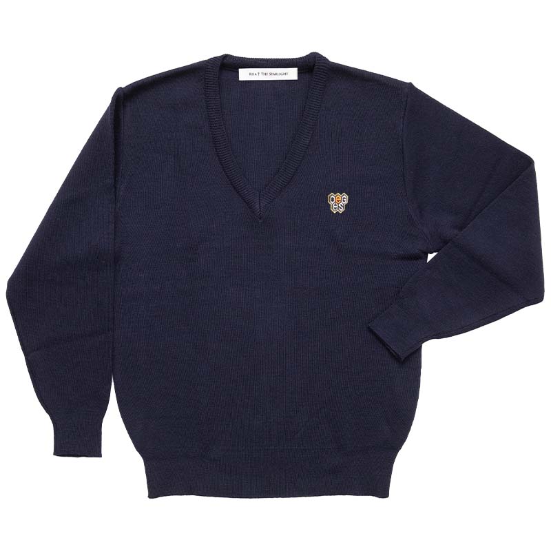 大阪eゲームズ高等学院　ロゴ入りウール混セーター（紺）