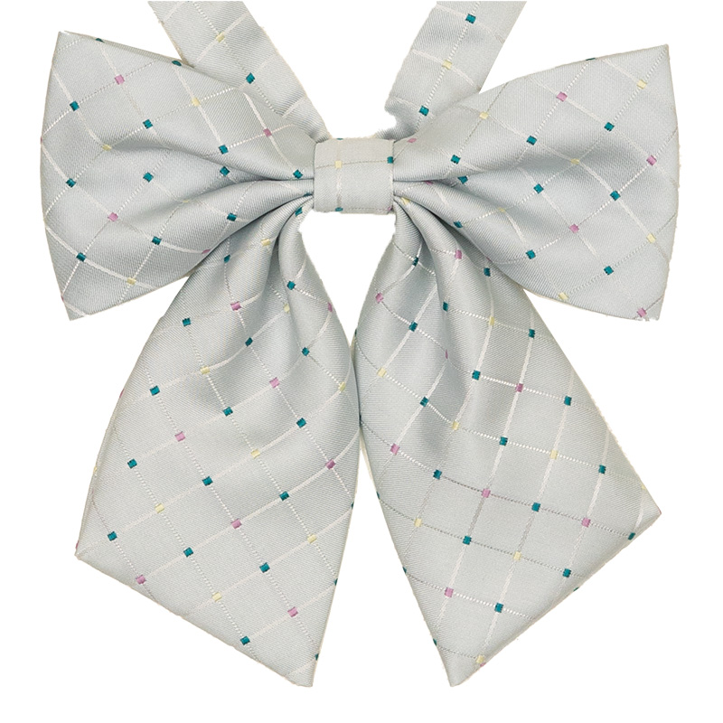 2K50057-70　チェック柄リボン　サックス