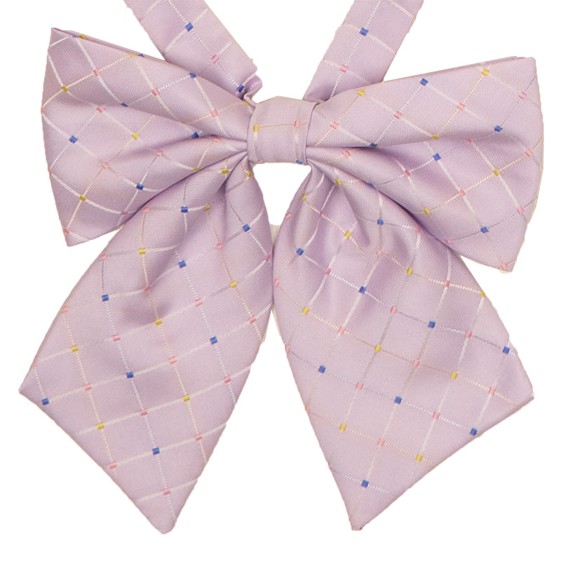 2K50057-65　チェック柄リボン　紫