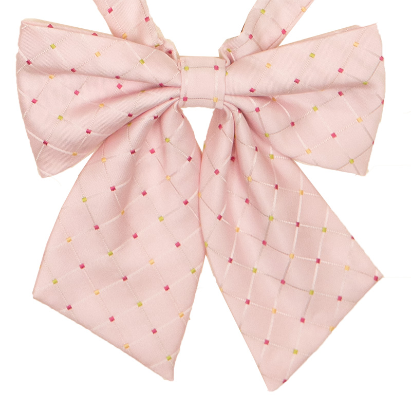 2K50057-11　チェック柄リボン　ピンク