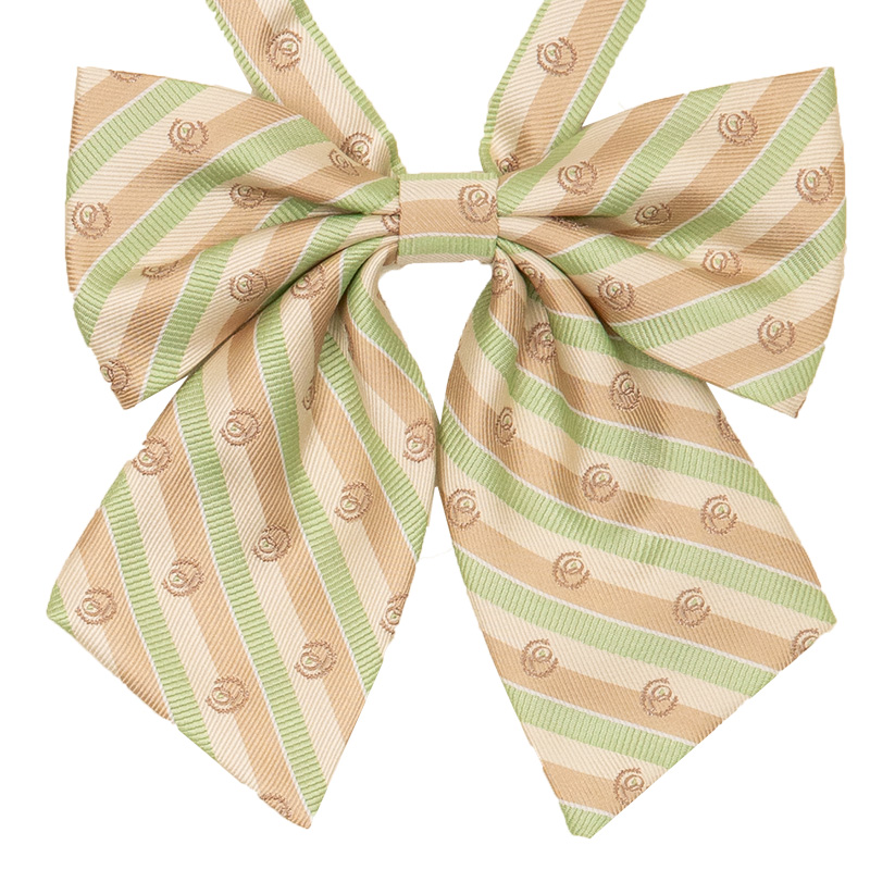 2K50054-45　ベージュクレストストライプリボン　緑