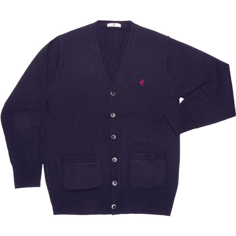 BEVERLY HILLS POLO CLUB ウール混カーディガン KP918-1 （紺）（HS)