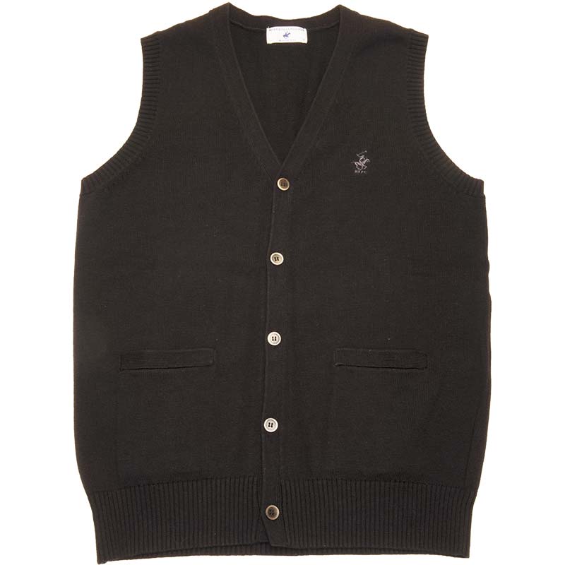 BEVERLY HILLS POLO CLUB KP962-4　前開きベスト（黒）（HS)