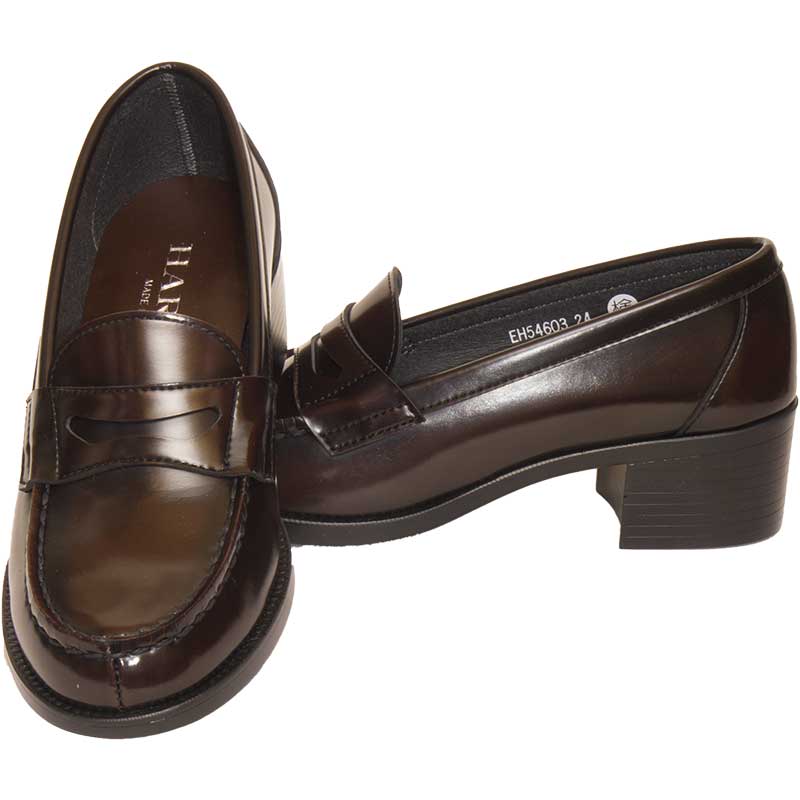 HARUTA #4603 ヒールアップ（45mm）ローファー（3E）ブラウン（HS)