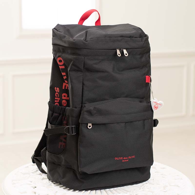 OLIVE des OLIVE 2K30032-10 ロゴプリントデイパック(黒×赤)